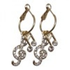 Earring Treble Clef/Note Crystal Gold